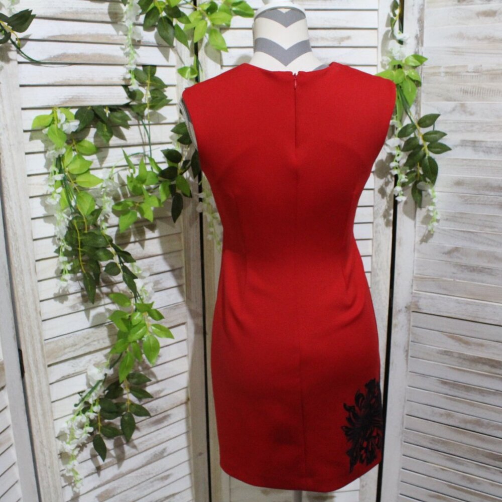 Calvin Klein sleeveless sheath dress with flowers velvet applique flowers (174) - Picture 8 of 16